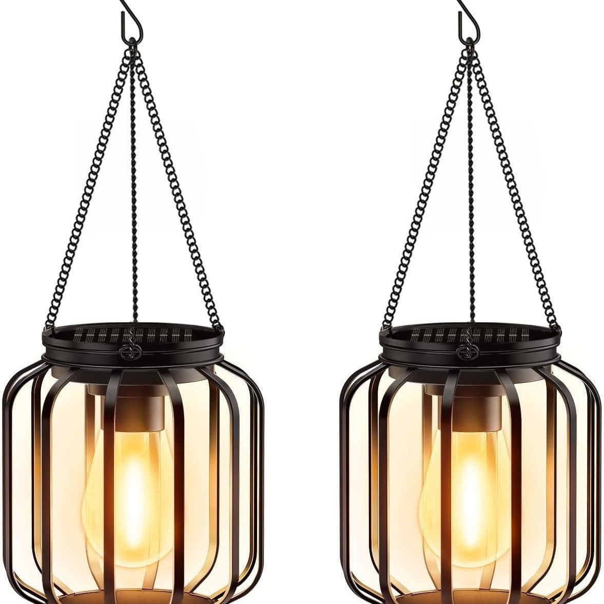 Simple Solar-Powered Metal Hanging Garden Lamp