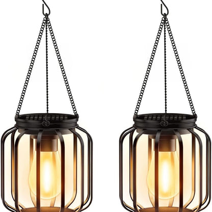 Simple Solar-Powered Metal Hanging Garden Lamp