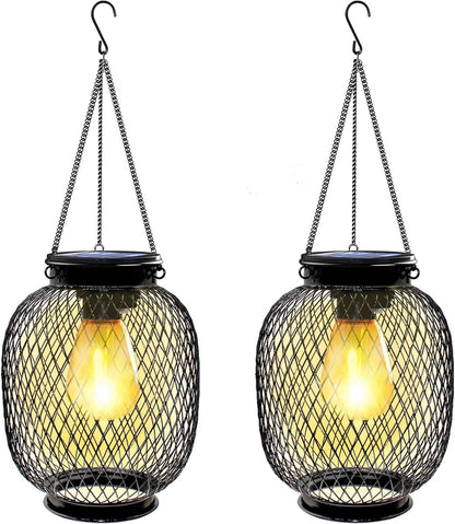 Simple Solar-Powered Metal Hanging Garden Lamp