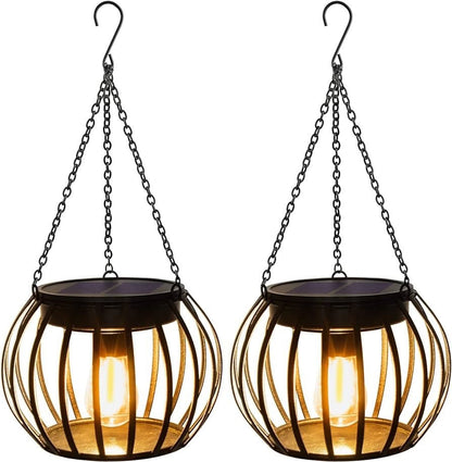 Simple Solar-Powered Metal Hanging Garden Lamp