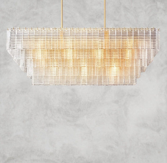 Sirene Clear Glass Rectangular Chandelier 59"