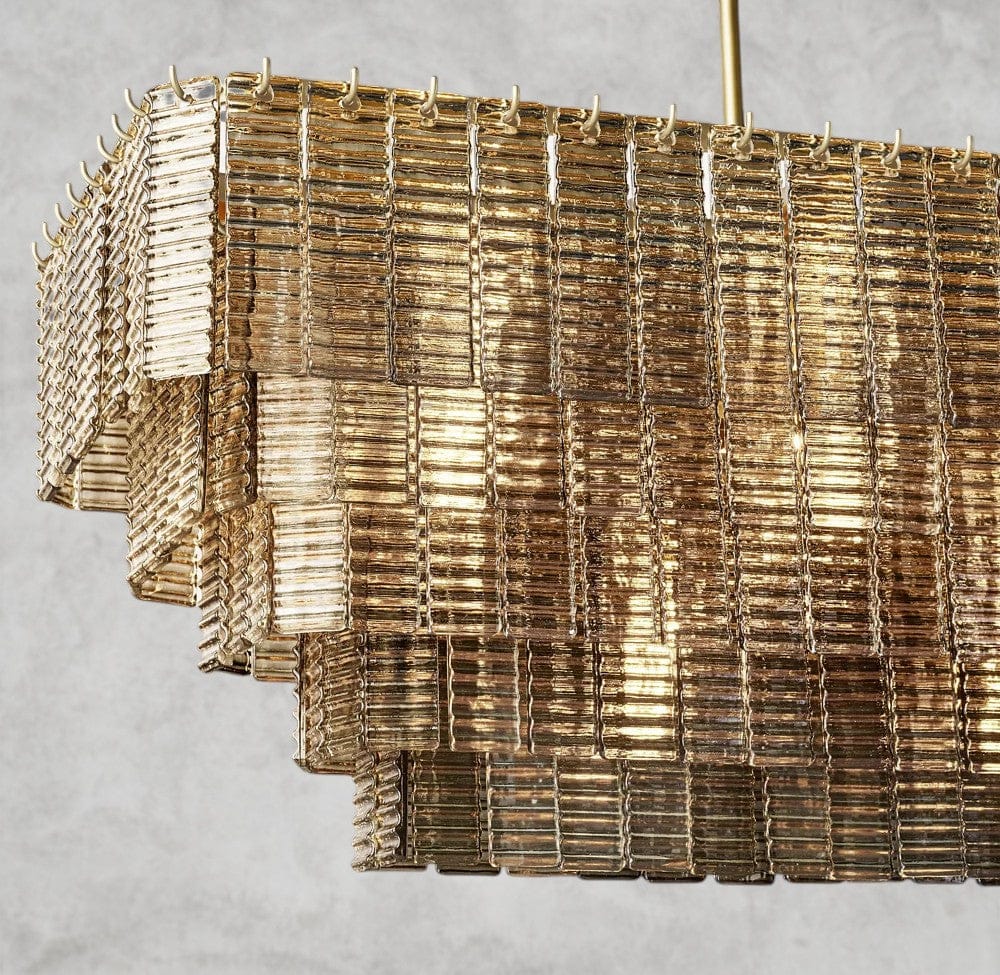 Sirene Smoke Glass Rectangular Chandelier 59", 77"