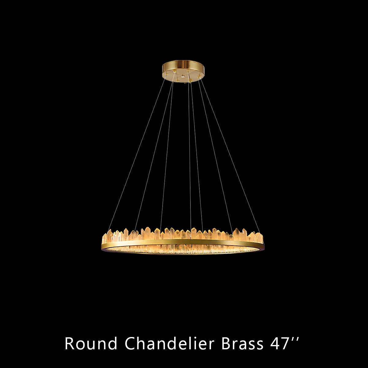 36 Inch Round Brass Modern Geode Quartz Crystal Chandelier