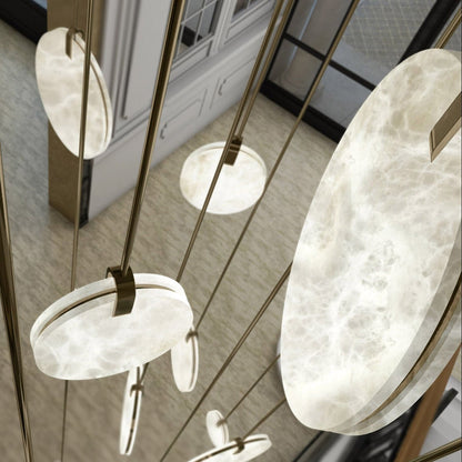 Soho Real Alabaster Disc Pendant Light, Pendant Lamp For Hallway, Staircase
