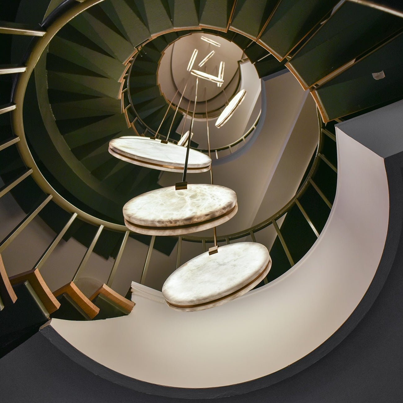 Soho Real Alabaster Disc Pendant Light, Pendant Lamp For Hallway, Staircase