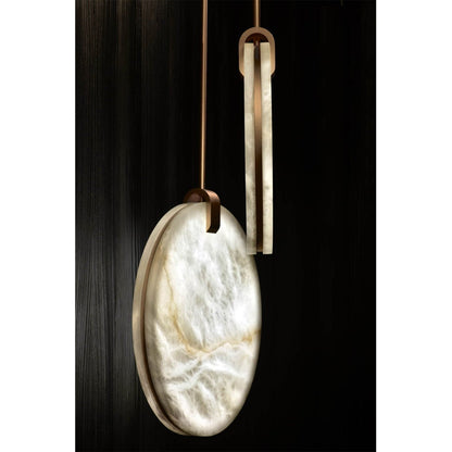Soho Real Alabaster Disc Pendant Light, Pendant Lamp For Hallway, Staircase