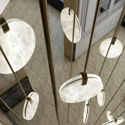 Soho Real Alabaster Disc Pendant Light, Pendant Lamp For Hallway, Staircase