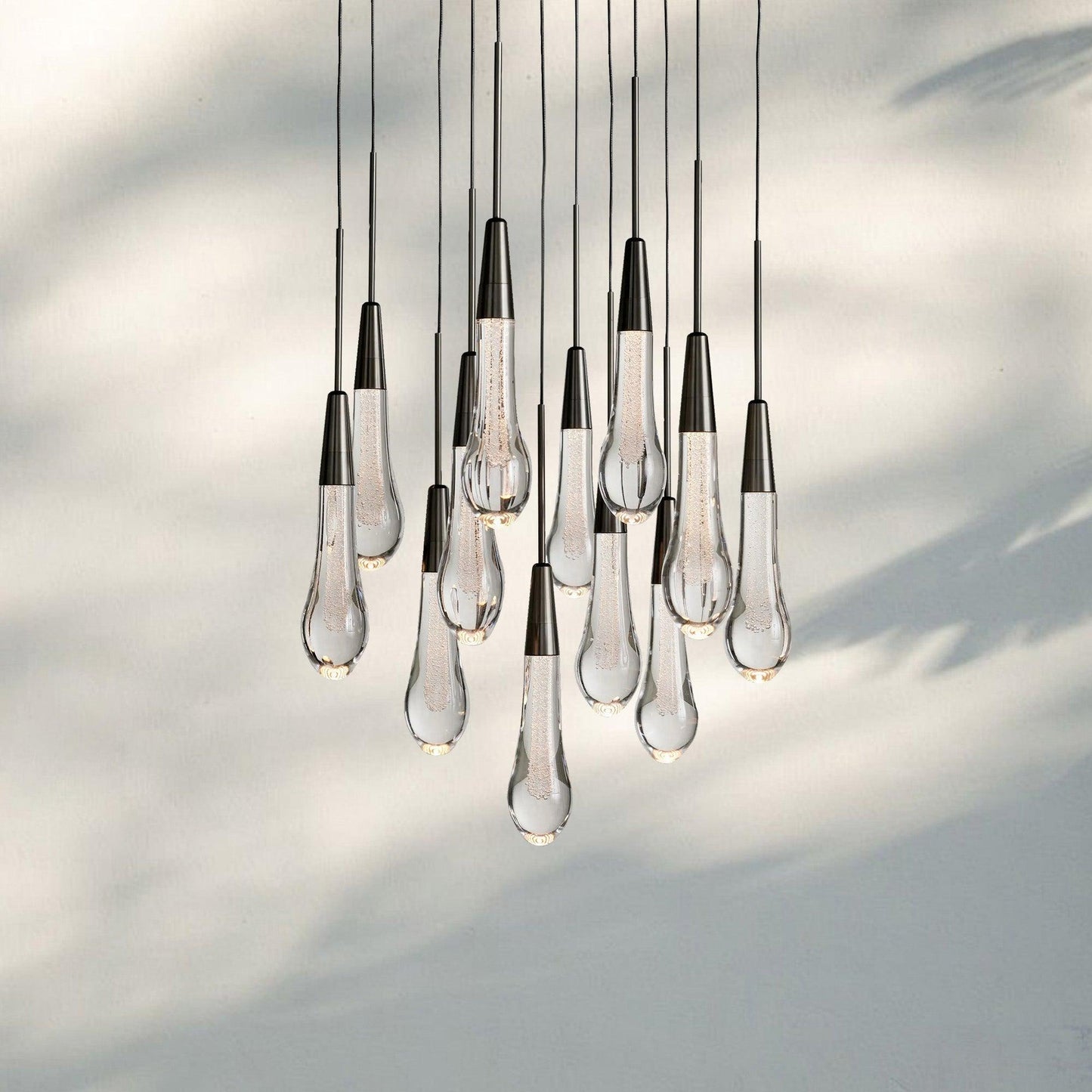 Soltaire Round Chandelier 17" 24" 36" 58" | Modern Pendant Light Raindrop Chandelier