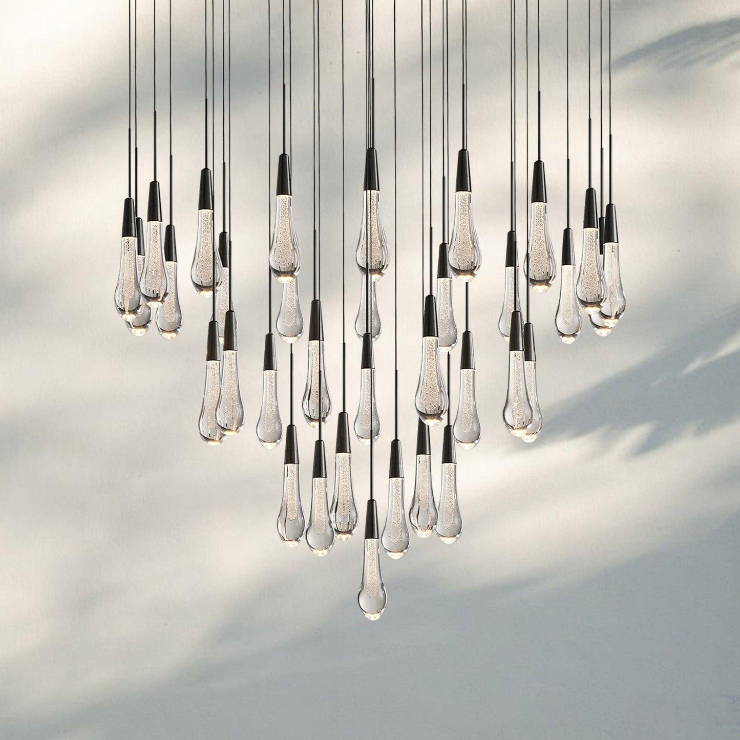 Soltaire Round Chandelier 17" 24" 36" 58" | Modern Pendant Light Raindrop Chandelier