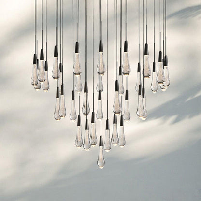 Soltaire Round Chandelier 17" 24" 36" 58" | Modern Pendant Light Raindrop Chandelier
