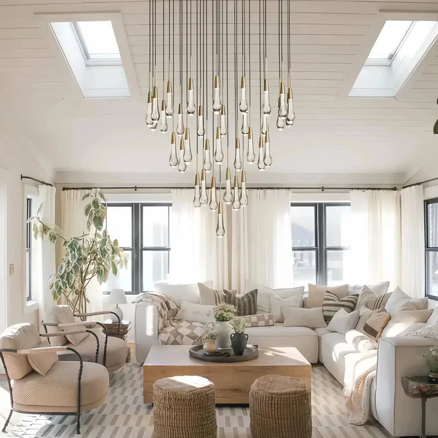 Soltaire Round Chandelier 17" 24" 36" 58" | Modern Pendant Light Raindrop Chandelier