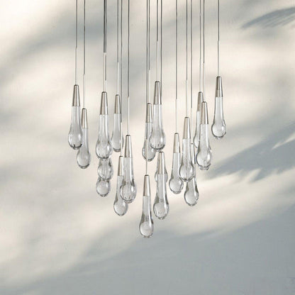 Soltaire Round Chandelier 17" 24" 36" 58" | Modern Pendant Light Raindrop Chandelier
