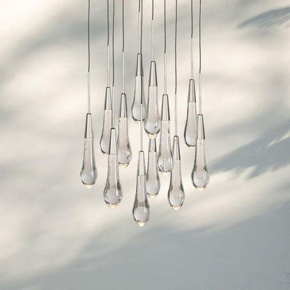 Soltaire Round Chandelier 17" 24" 36" 58" | Modern Pendant Light Raindrop Chandelier