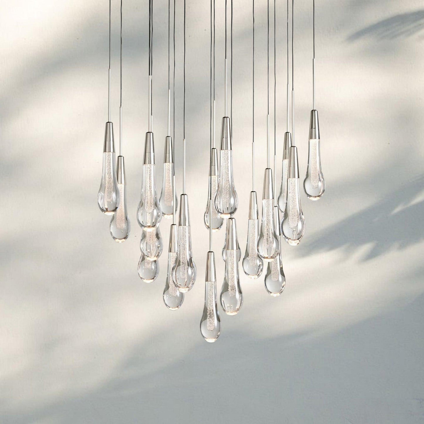 Soltaire Round Chandelier 17" 24" 36" 58" | Modern Pendant Light Raindrop Chandelier
