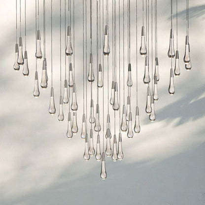 Soltaire Round Chandelier 17" 24" 36" 58" | Modern Pendant Light Raindrop Chandelier