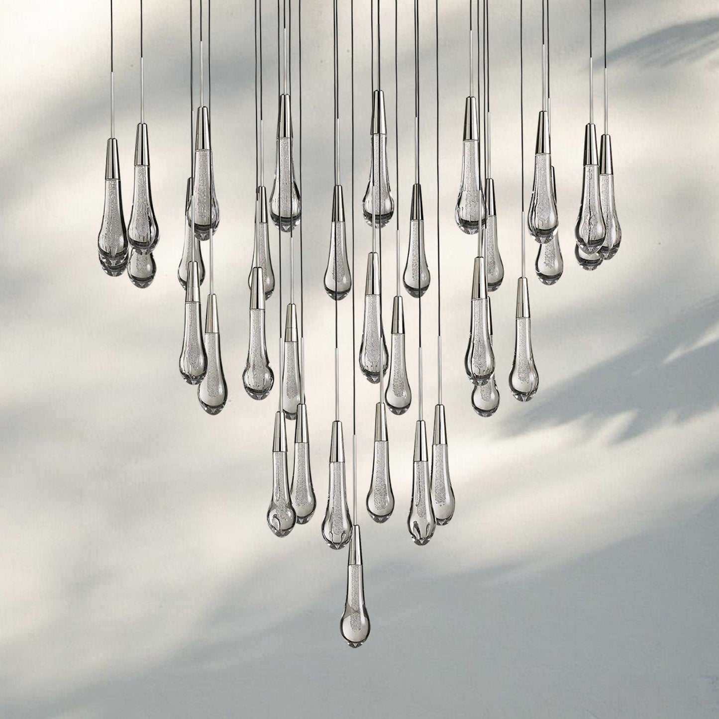 Soltaire Round Chandelier 17" 24" 36" 58" | Modern Pendant Light Raindrop Chandelier