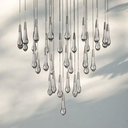 Soltaire Round Chandelier 17" 24" 36" 58" | Modern Pendant Light Raindrop Chandelier