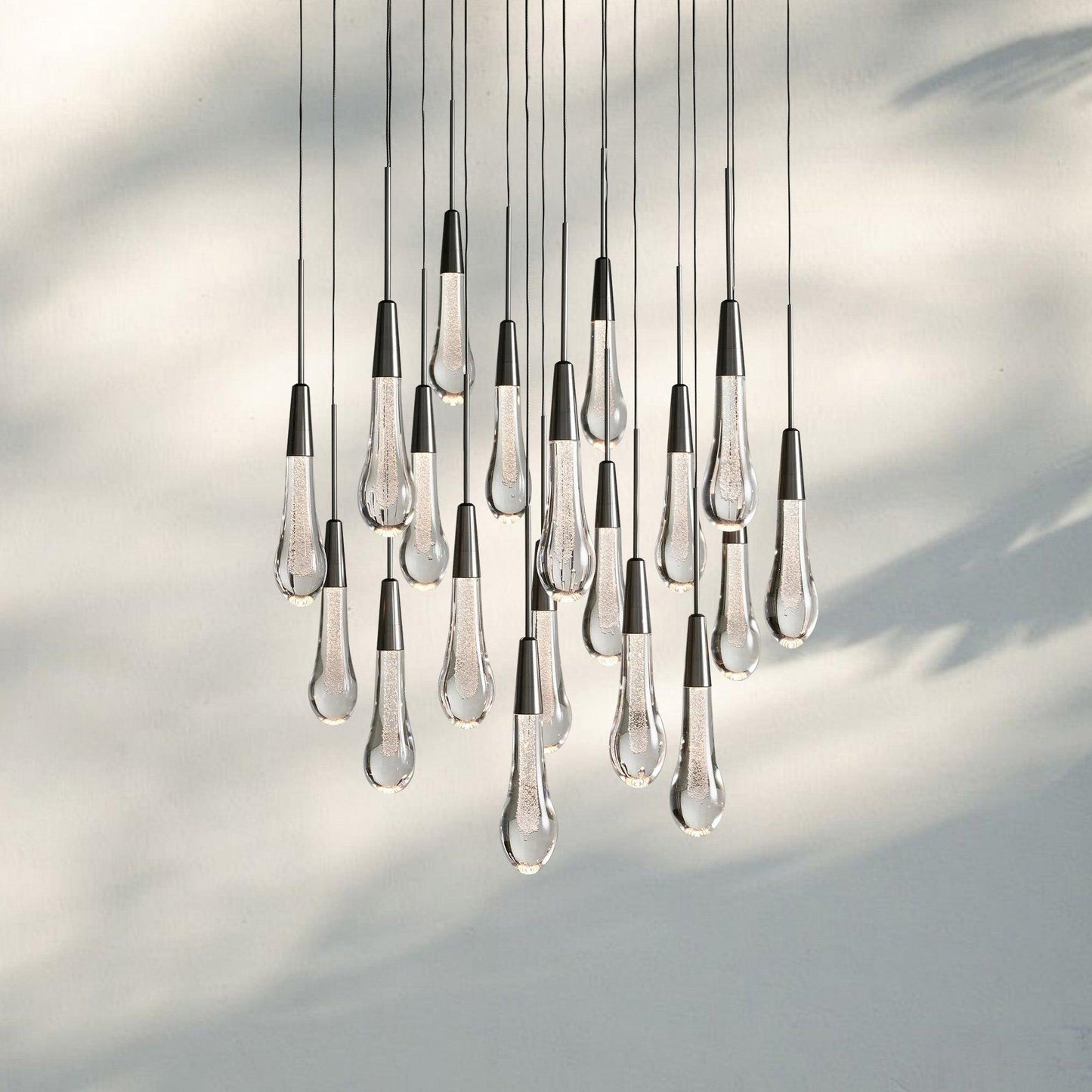 Soltaire Round Chandelier 17" 24" 36" 58" | Modern Pendant Light Raindrop Chandelier