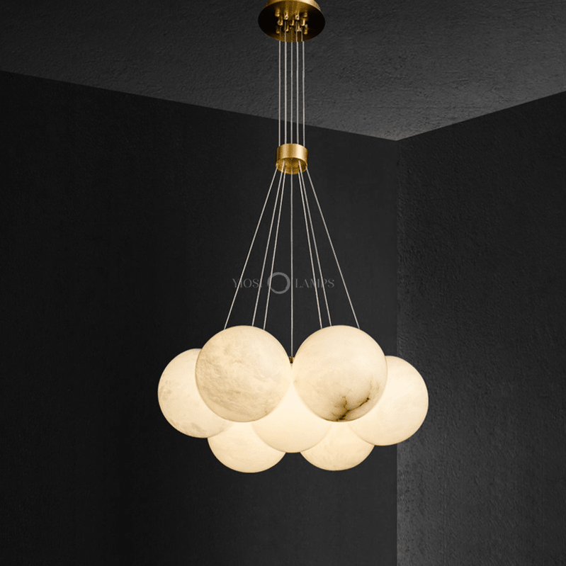 Sophie Modern  Alabaster Ball Pendant Light, Dining Room Light