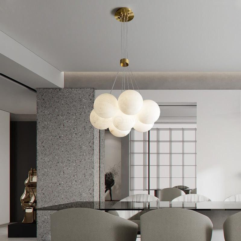 Sophie Modern  Alabaster Ball Pendant Light, Dining Room Light