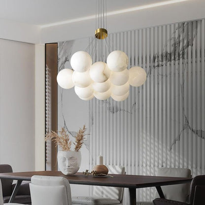Sophie Modern  Alabaster Ball Pendant Light, Dining Room Light