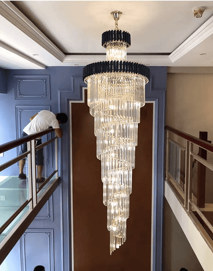 Spiral Crystal Chandelier For Foyer/ Staircase