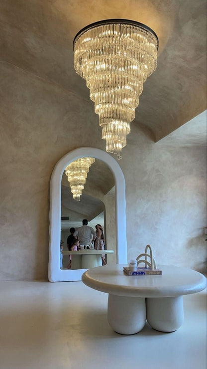 Spiral Tiered Crystal Chandelier in Black Finish