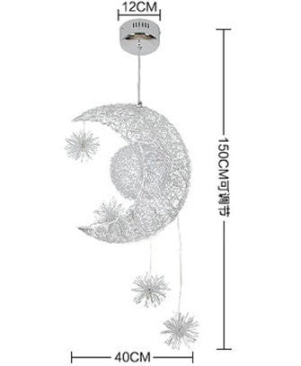 Star and Moon Aluminum Wire LED Pendant Light