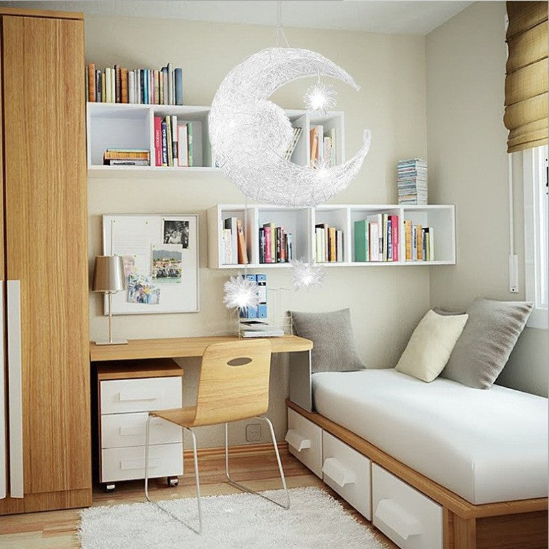 Star and Moon Aluminum Wire LED Pendant Light