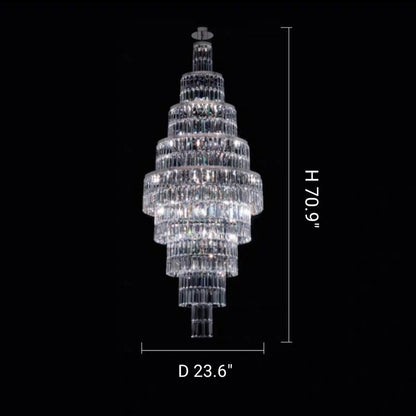 Stylish Foyer Hall Long Crystal Chandelier Large Staircase/ Entryway Decoration Ceiling Light Fixture