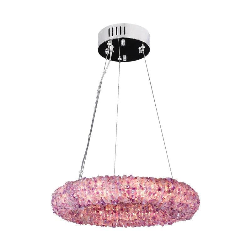 Tadeo Purple Rock Crystal Round Luxury Chandelier