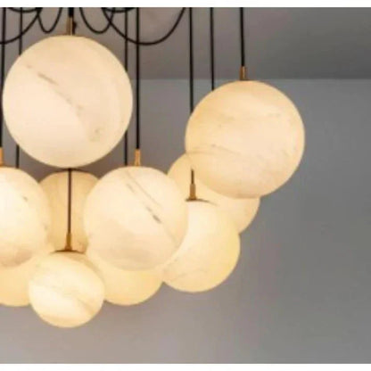 Terry Spider Alabaster Ball Chandelier, Luxurious Alabaster Chandelier