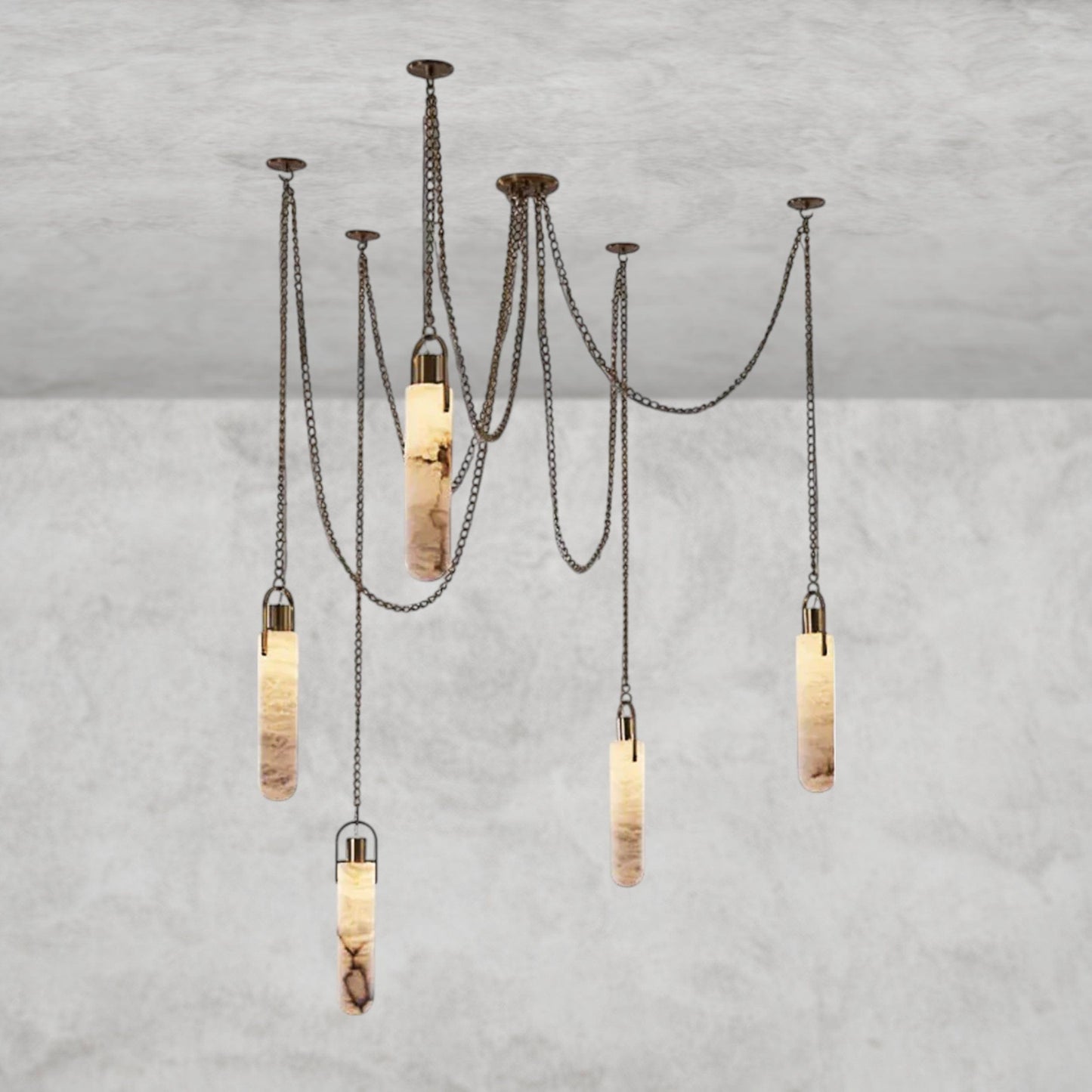 Theresa AlabasteR 5 Light LED Multi-Drop Modern Hanging Pendant Lighting