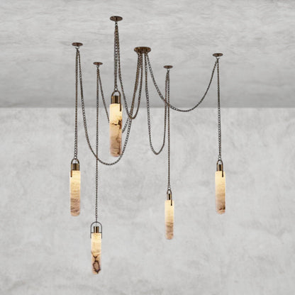 Theresa AlabasteR 5 Light LED Multi-Drop Modern Hanging Pendant Lighting