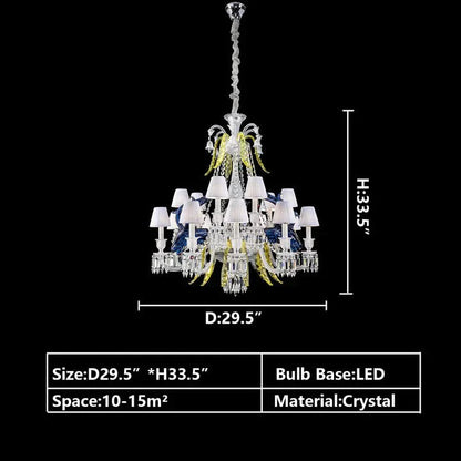 Traditional Colorful Candle Branch Blue Deer Crystal Chandelier for Living Room/Dining Room