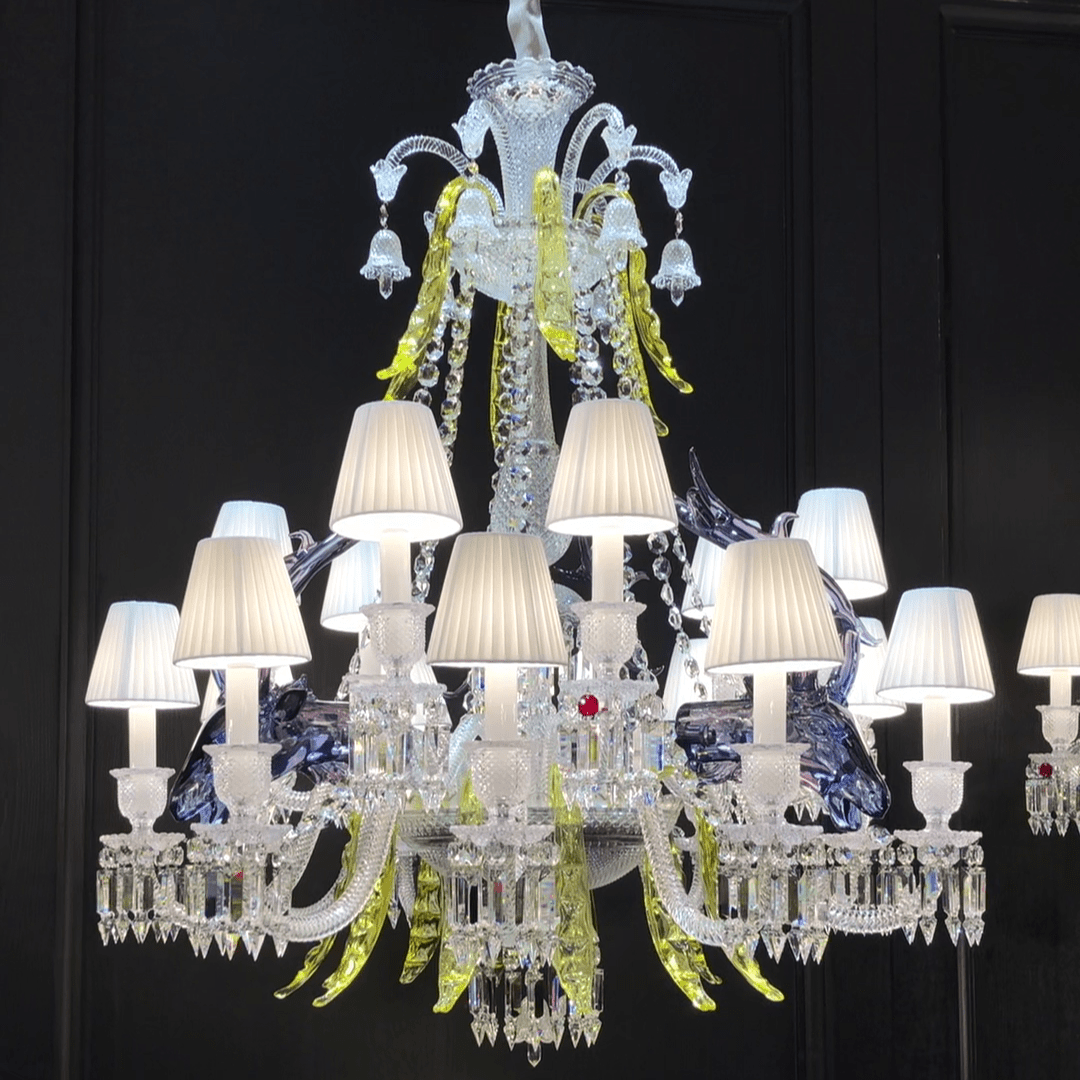 Traditional Colorful Candle Branch Blue Deer Crystal Chandelier for Living Room/Dining Room