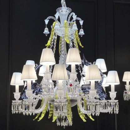 Traditional Colorful Candle Branch Blue Deer Crystal Chandelier for Living Room/Dining Room