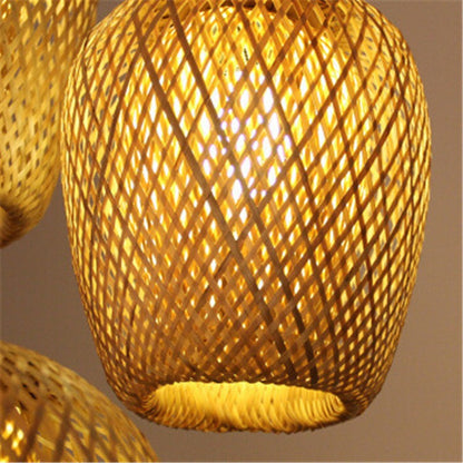 Triple-Head Bamboo Pendant Light