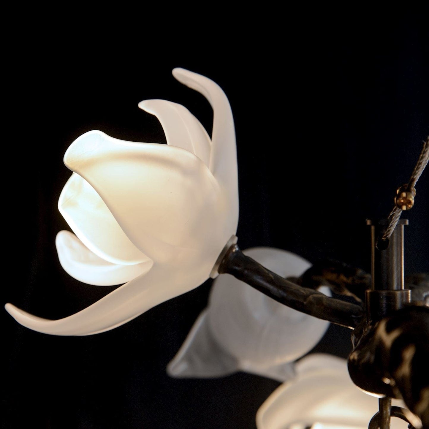 Tulip Glass Bronze Vertical Twenty-One Light Chandelier