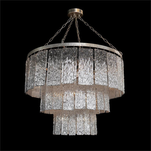 Twilight Sixteen-Light Slumped Glass Chandelier, Silver
