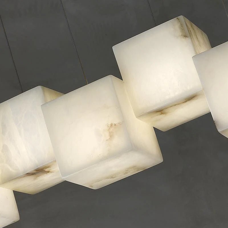 Vasilia Alabaster Cubic Pendant For Dining Table, Kitchen Island Pendant