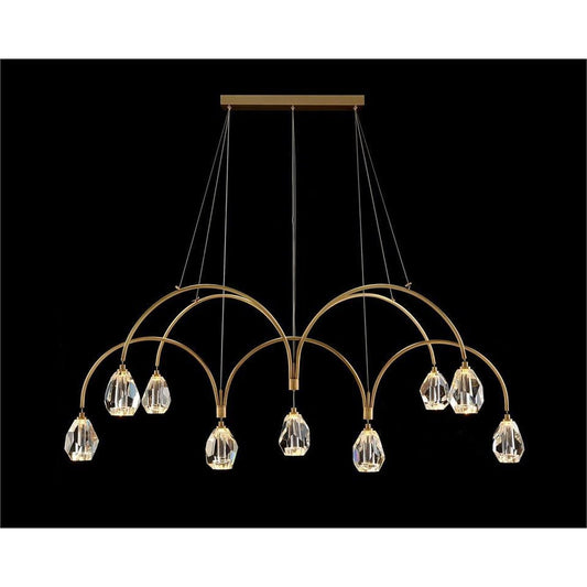 Veyla Faceted Cut Crystal Nine-Light Chandelier