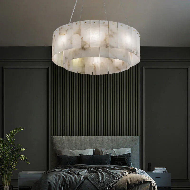 Victoria Alabaster Modern Round Chandelier 22.4", 32.3"