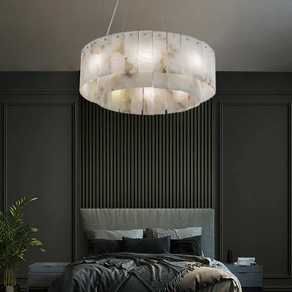 Victoria Alabaster Modern Round Chandelier 22.4", 32.3"