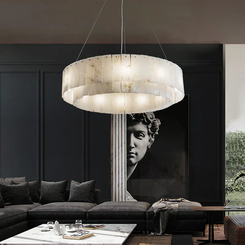 Victoria Alabaster Modern Round Chandelier 22.4", 32.3"