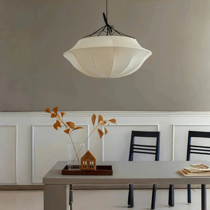 Vintage French Style Cream White Silk Umbrella Chandelier
