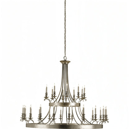 Vintage Large Iron Chandelier with Candle Rustic Farmhouse Pendant Lighting