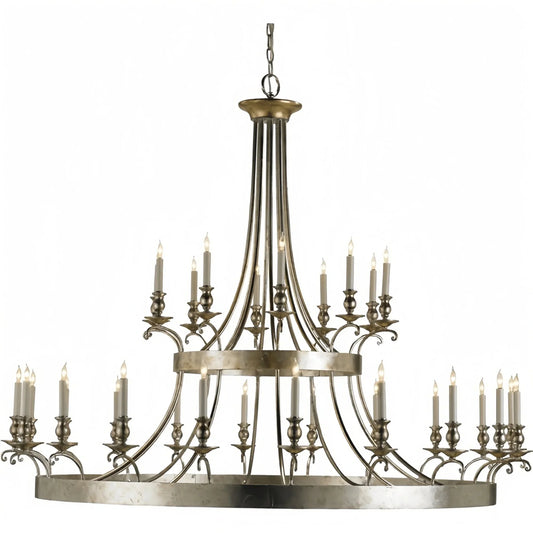 Vintage Large Iron Chandelier with Candle Rustic Farmhouse Pendant Lighting