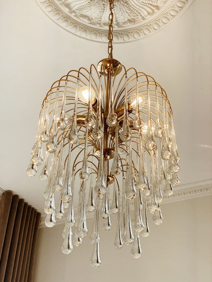 Vintage – Murano chandelier – Teardrop – 68 drops – Clear