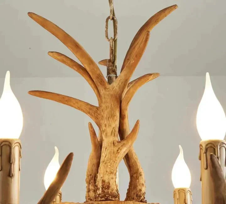Vintage Rustic Resin Antler Candelabra Chandelier for Living Room / Restaurant / Cafe / Bar